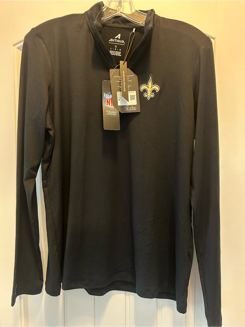 NWT Antigua New Orleans Saints Women’s Black 1/4 Zip Jacket Size L NFL